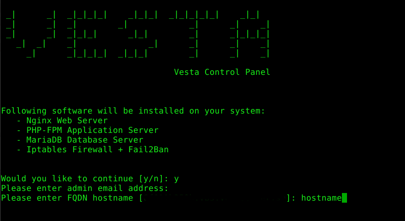 VestaCP installation generic
