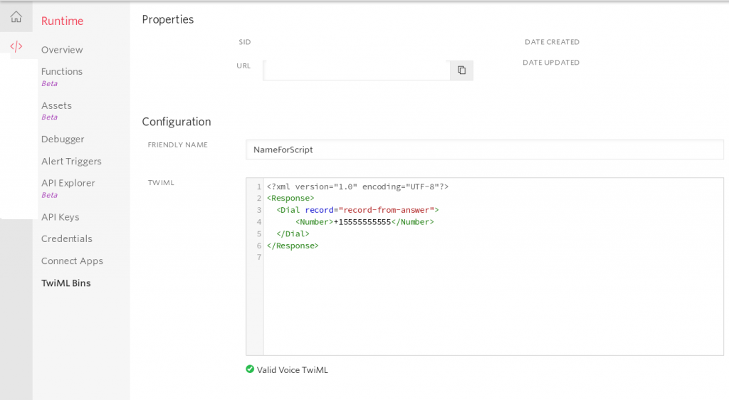 Twilio Markup TwiML Record Calls Code