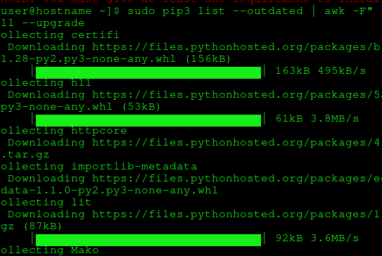 Auto Upgrade Python PIP Modules Libraries