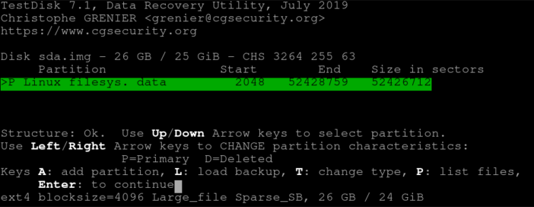 testdisk recover partition