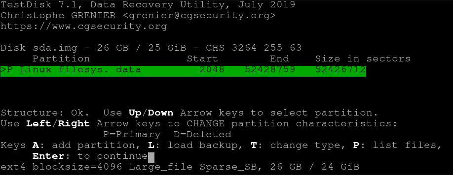 testdisk recover files server disk